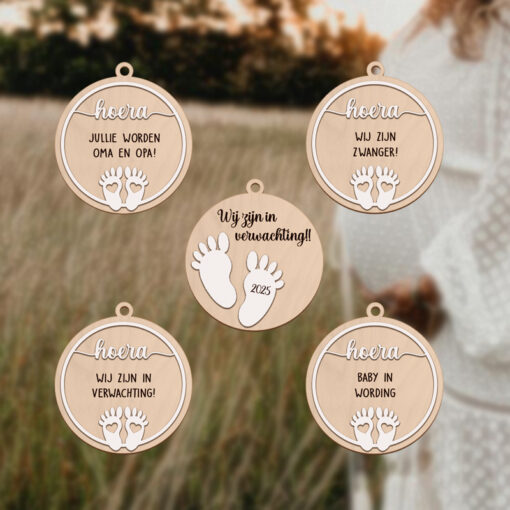 Zwangerschap bekendmaking bordjes 'Baby Chic'