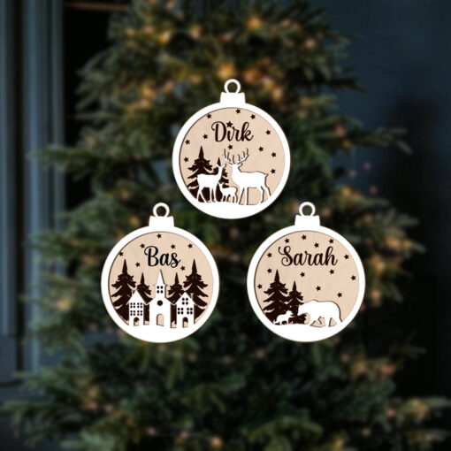 Kerstbal 'Nordic Baubles' met eigen naam