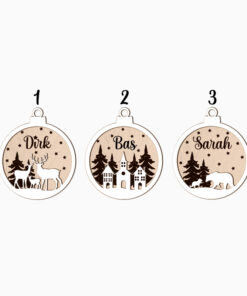 Alternative view of Kerstbal 'Nordic Baubles' met eigen naam